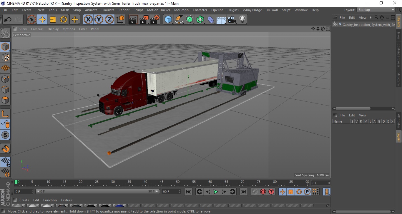3D Gantry Inspection System with Semi Trailer Truck model