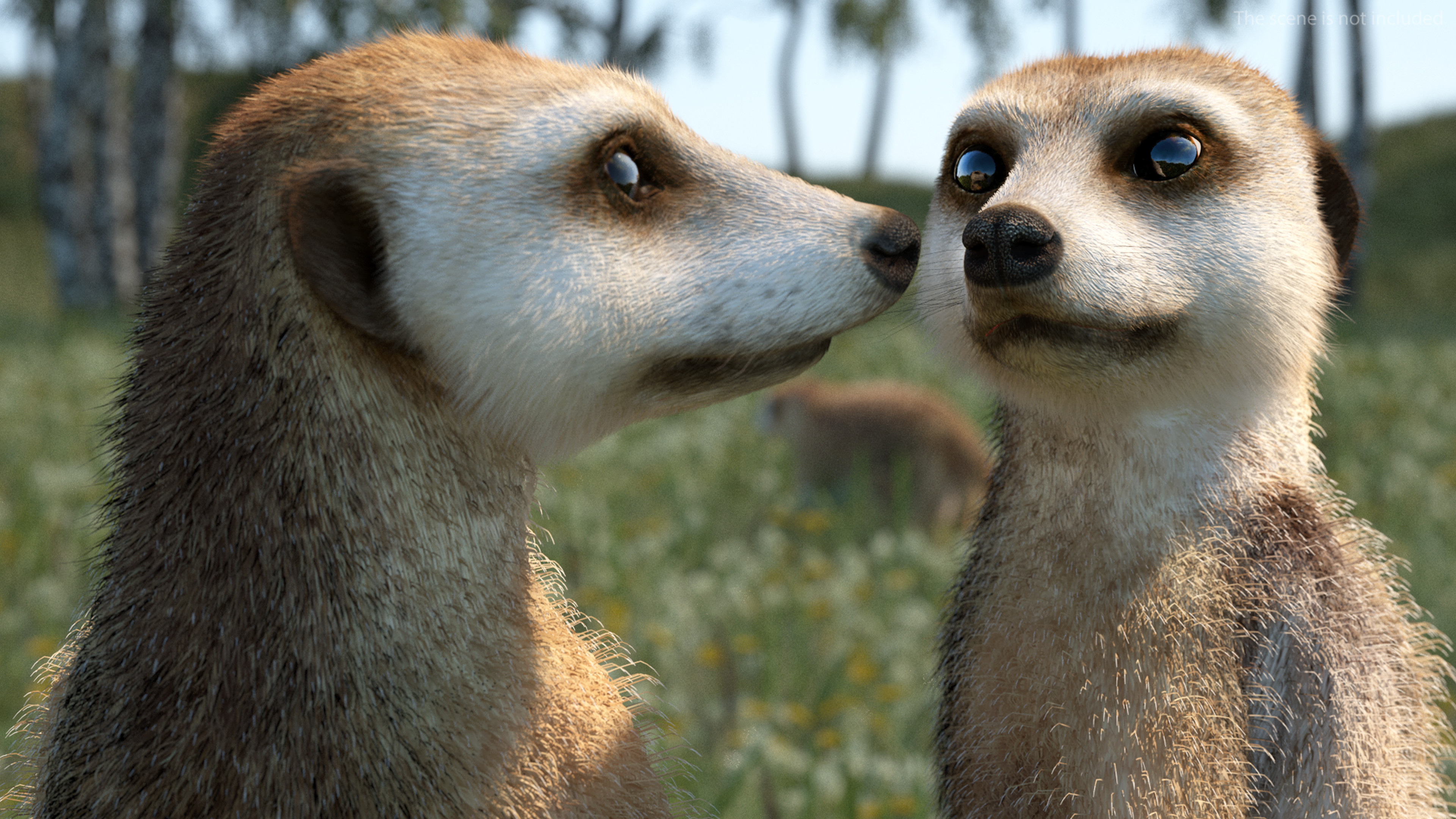 3D model Meerkat Standing Pose Fur