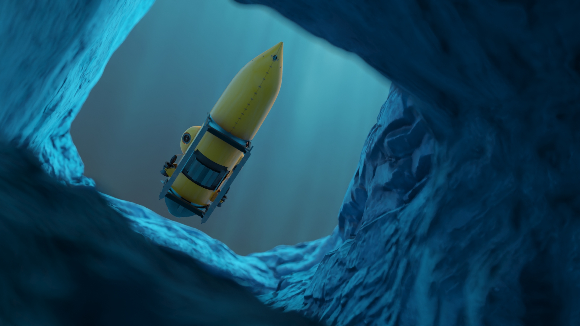 3D Submarine In Underwater Cave model