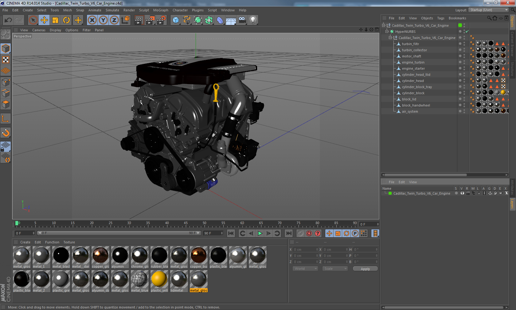 3D Cadillac Twin Turbo V6 Car Engine model
