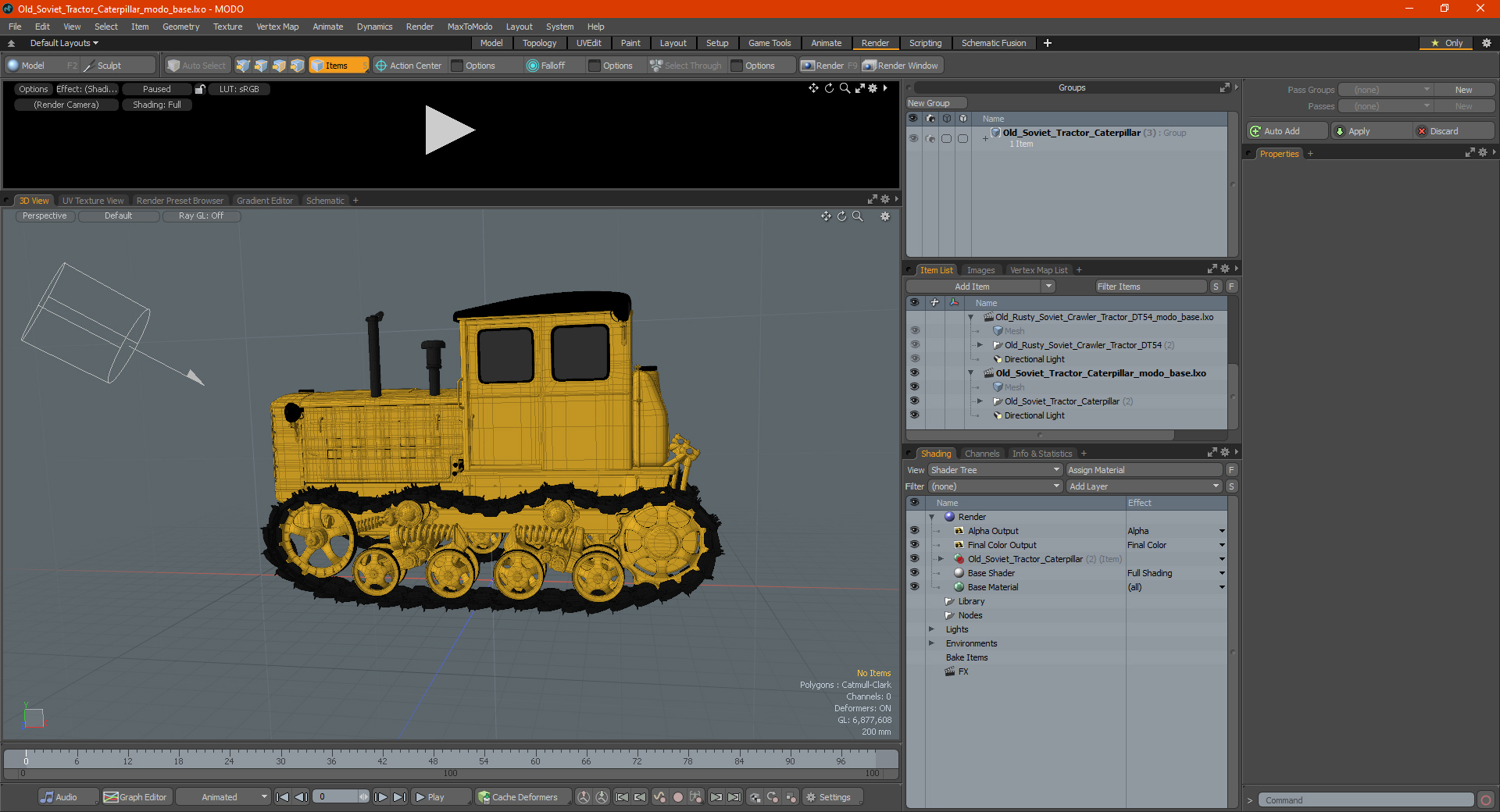 3D model Old Soviet Tractor Caterpillar