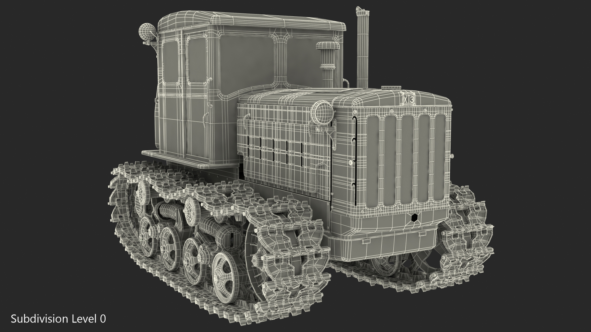 3D model Old Soviet Tractor Caterpillar
