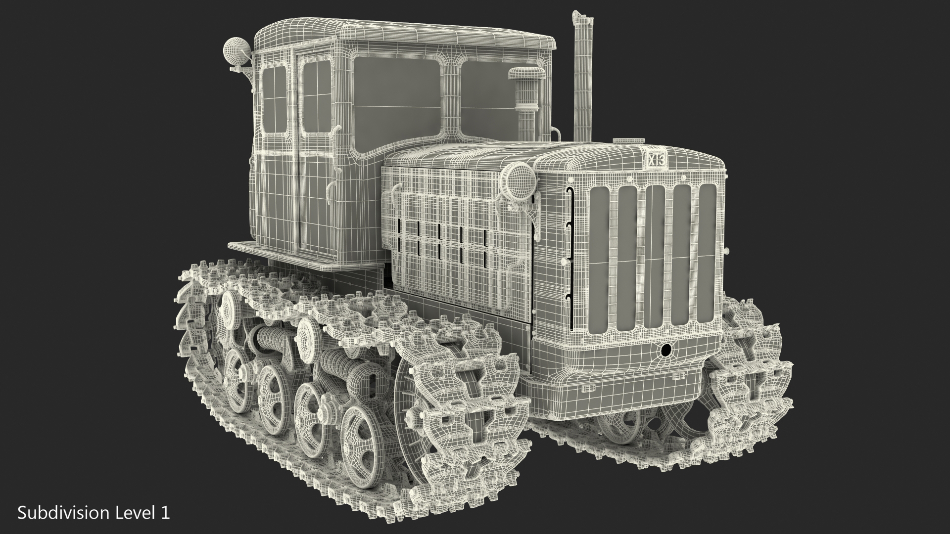 3D model Old Soviet Tractor Caterpillar