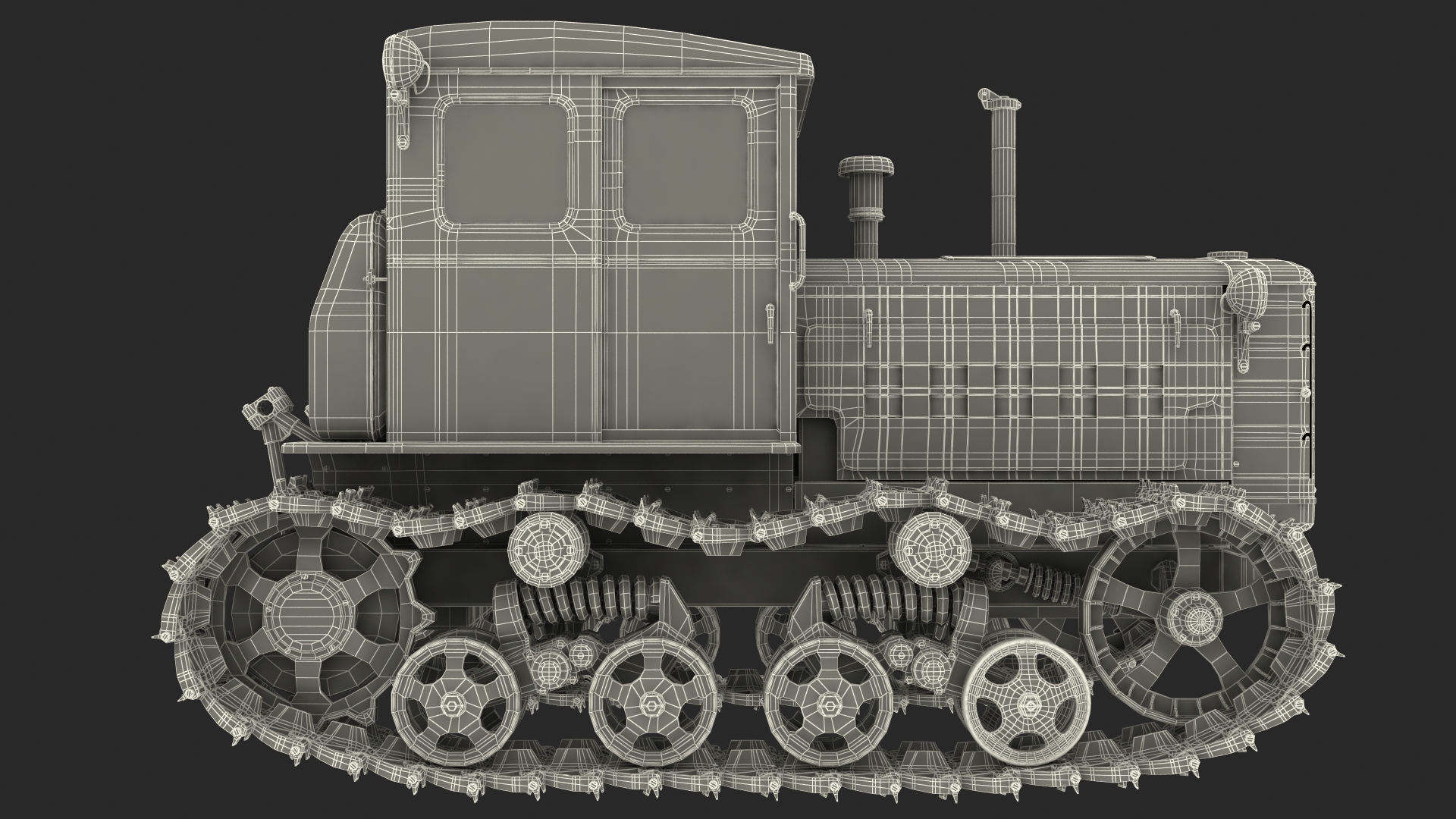 3D model Old Soviet Tractor Caterpillar