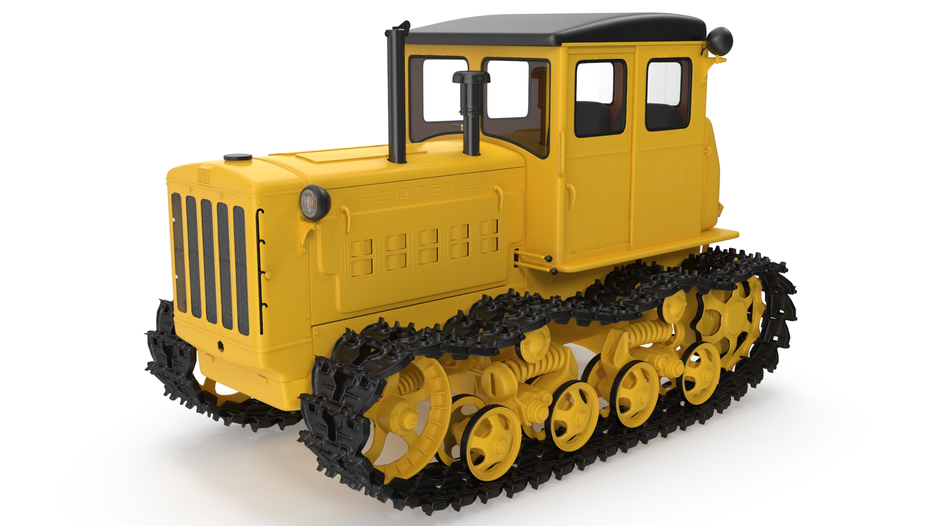 3D model Old Soviet Tractor Caterpillar