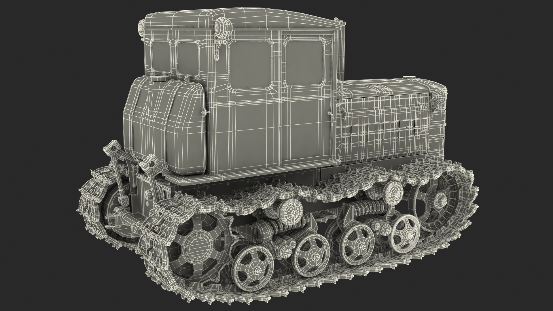 3D model Old Soviet Tractor Caterpillar