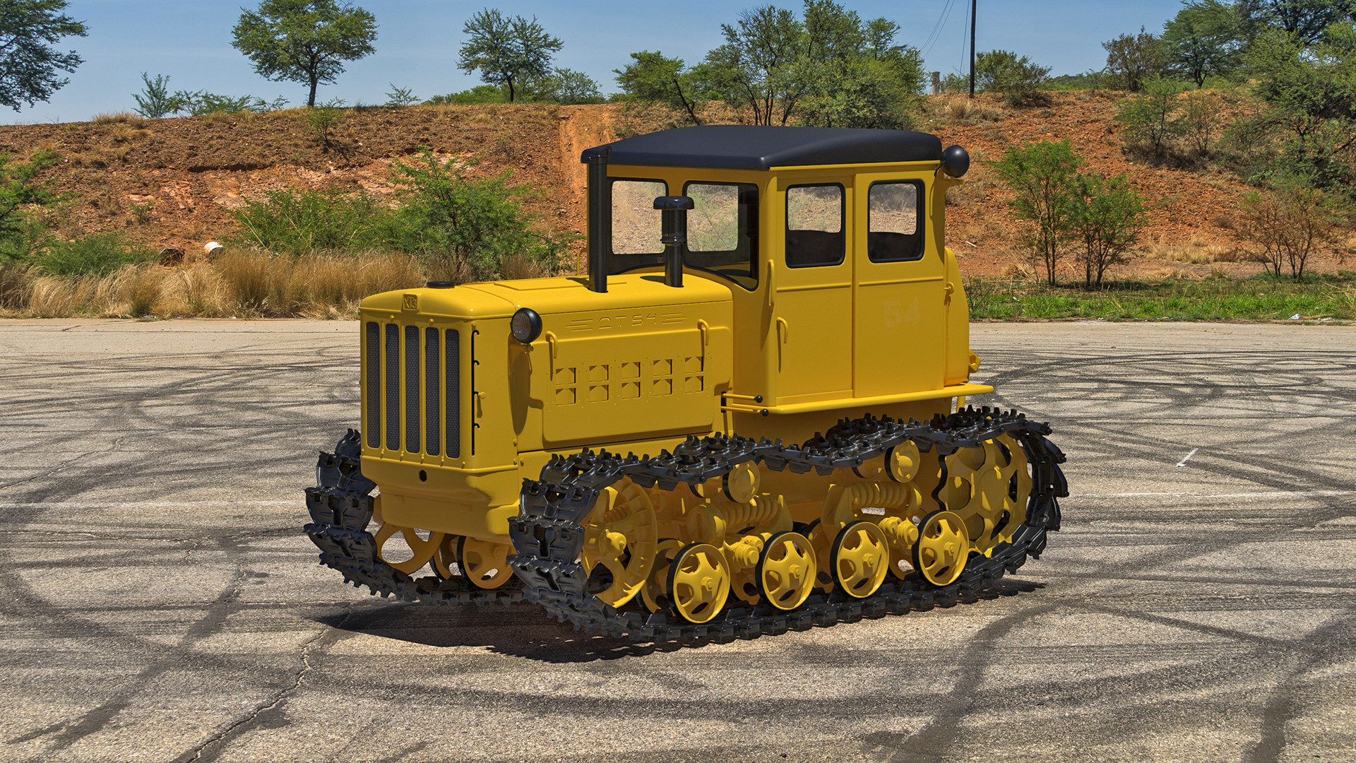 3D model Old Soviet Tractor Caterpillar
