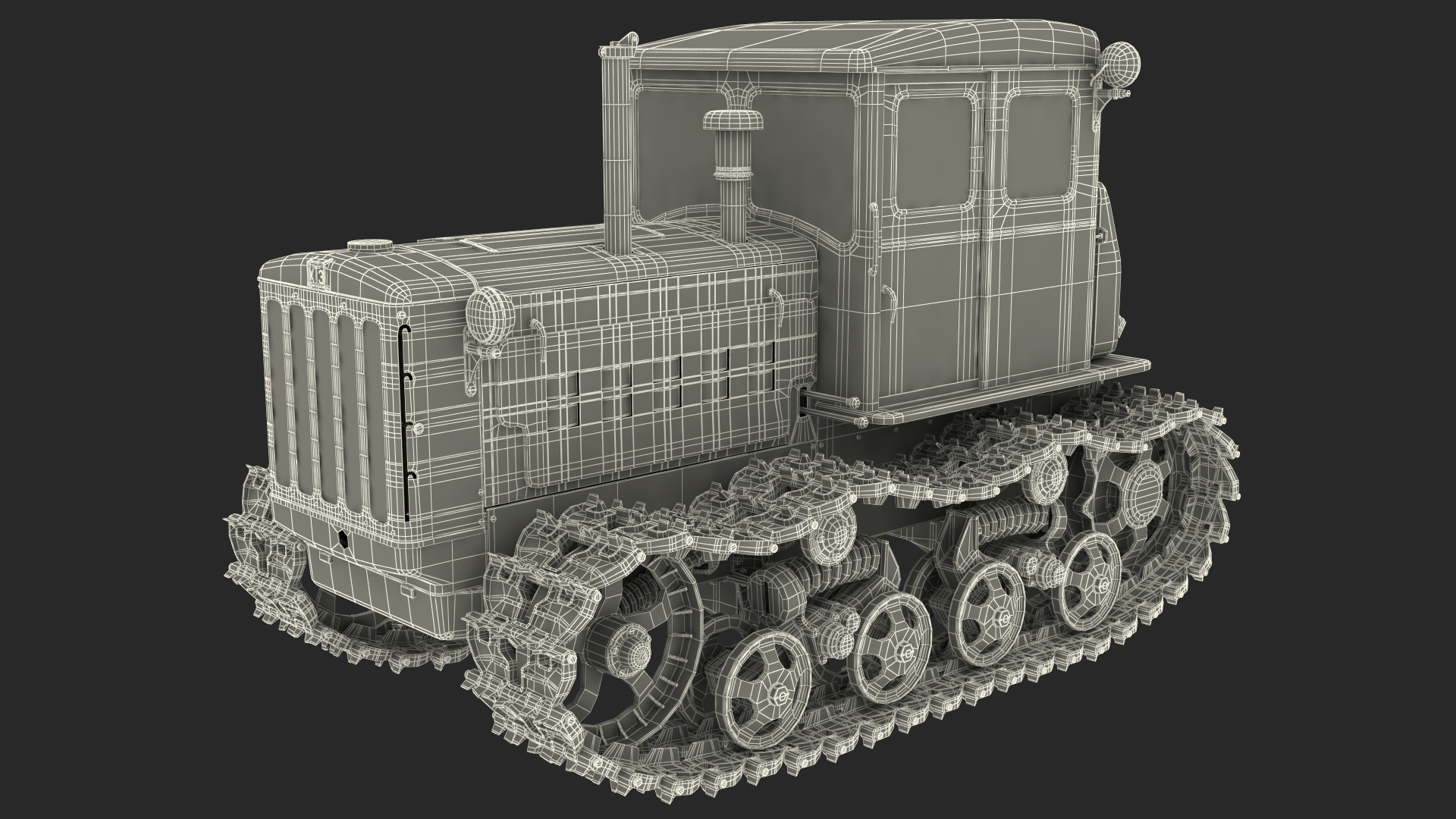 3D model Old Soviet Tractor Caterpillar