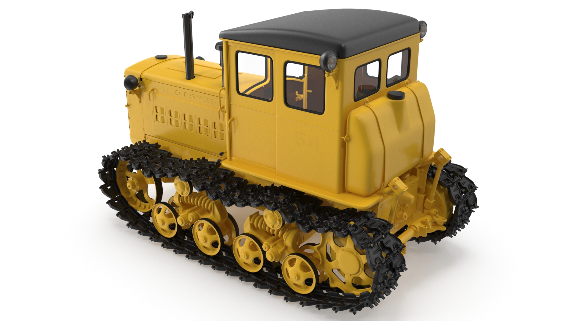 3D model Old Soviet Tractor Caterpillar