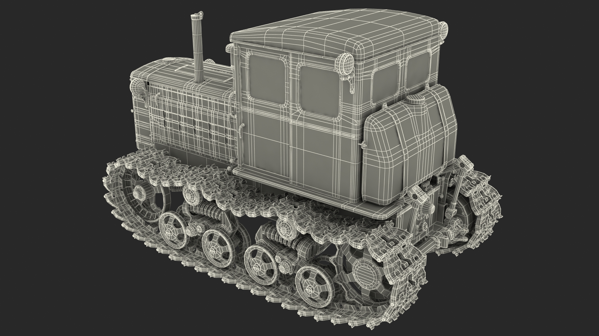 3D model Old Soviet Tractor Caterpillar