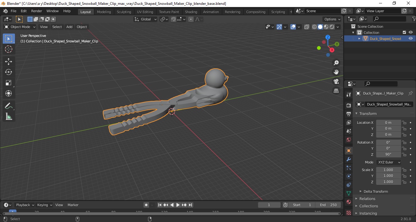 3D Duck Shaped Snowball Maker Clip