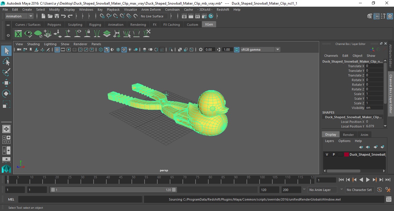3D Duck Shaped Snowball Maker Clip