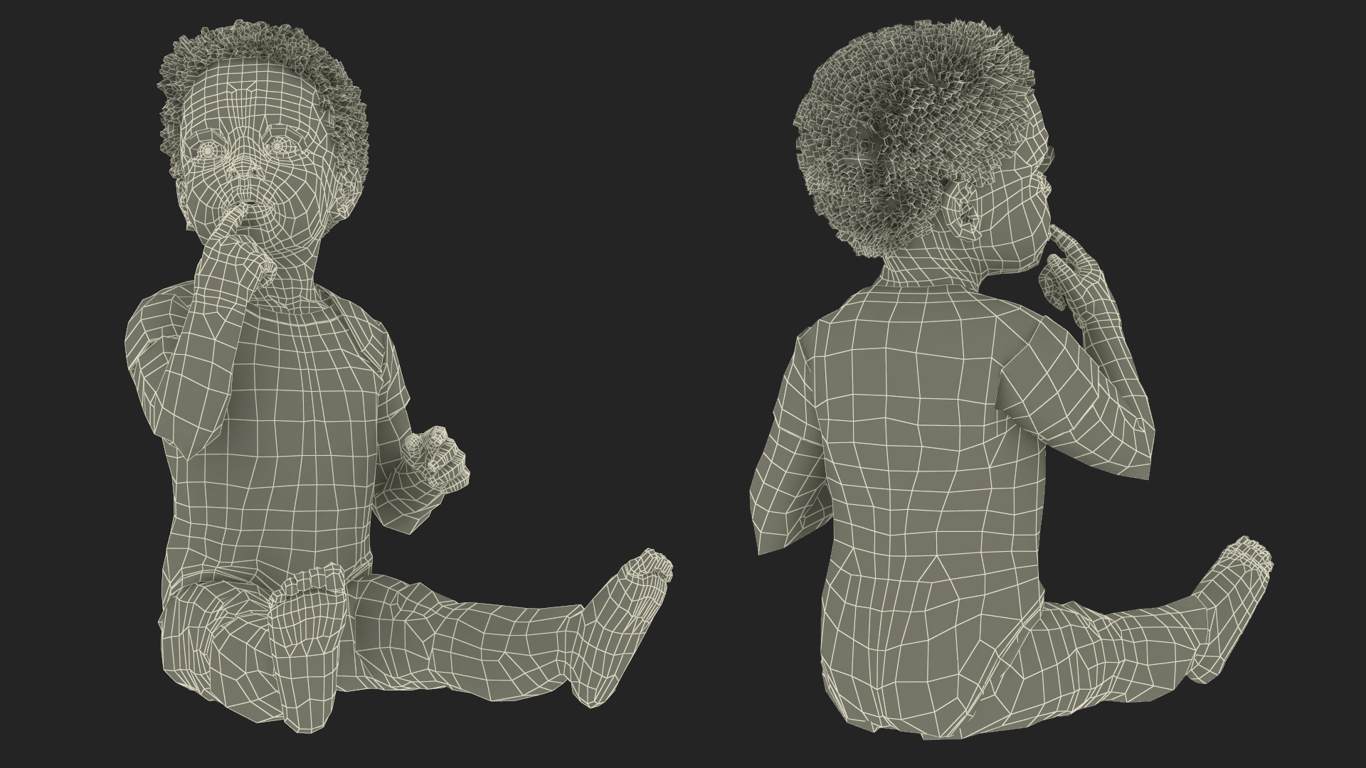 African Baby Boy Light Skin in Bodysuit Sitting 3D