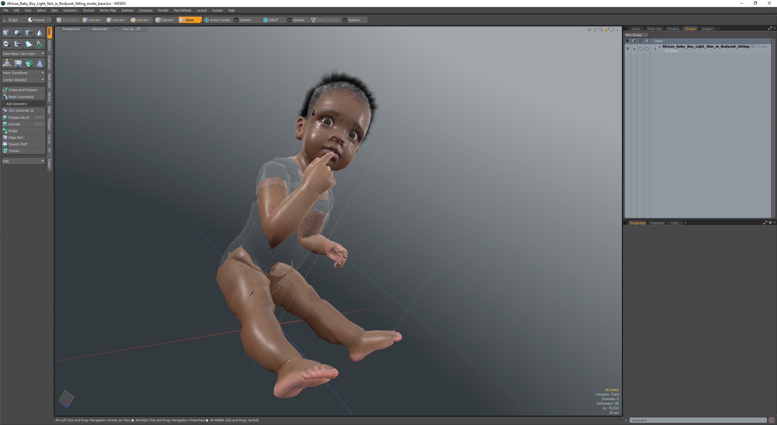 African Baby Boy Light Skin in Bodysuit Sitting 3D