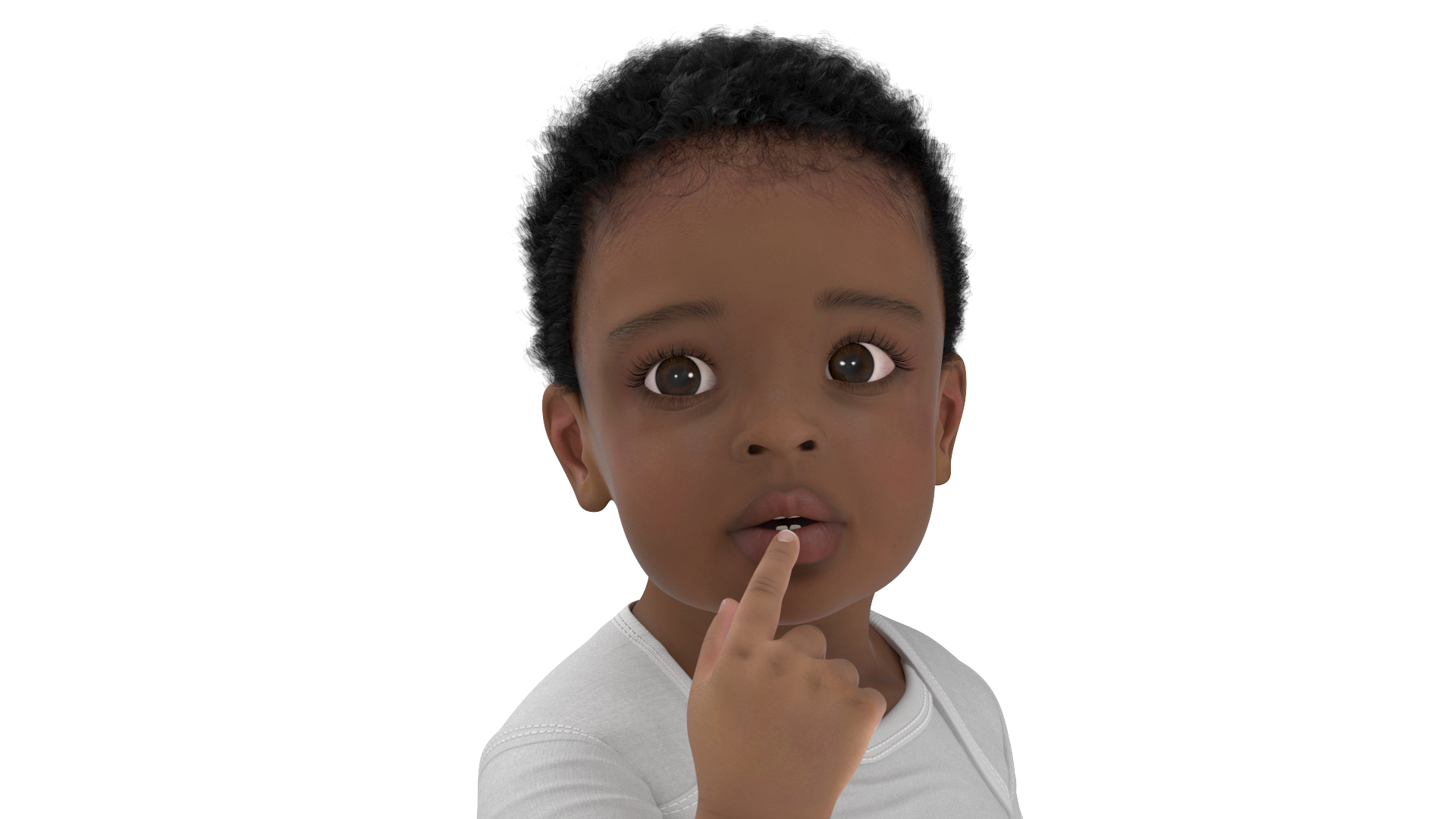 African Baby Boy Light Skin in Bodysuit Sitting 3D