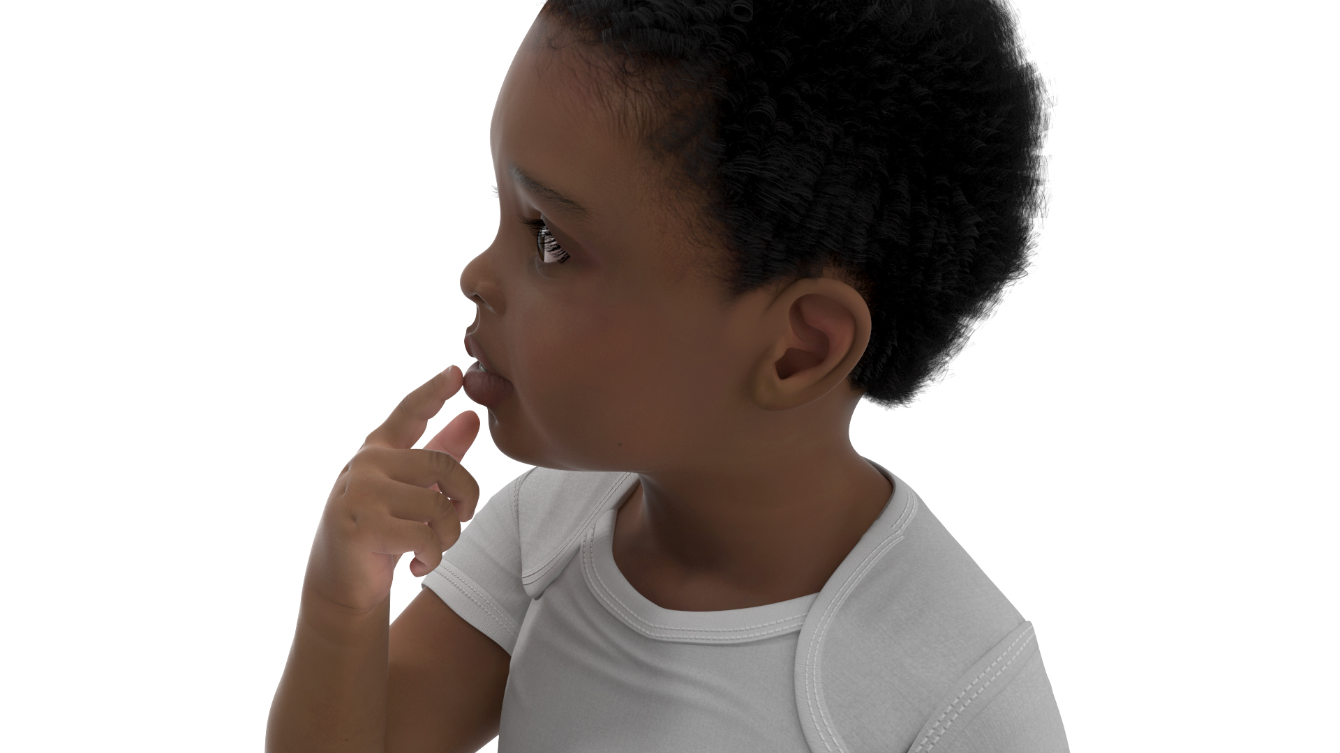 African Baby Boy Light Skin in Bodysuit Sitting 3D