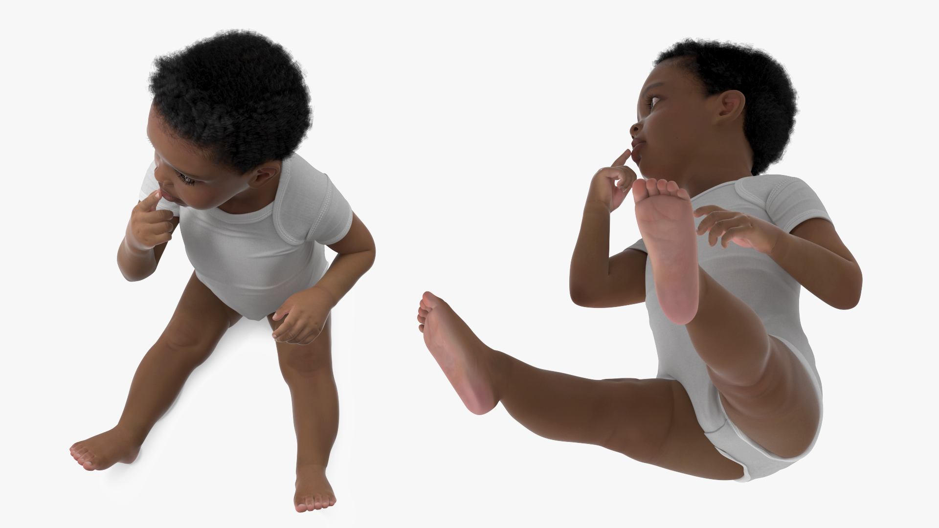 African Baby Boy Light Skin in Bodysuit Sitting 3D