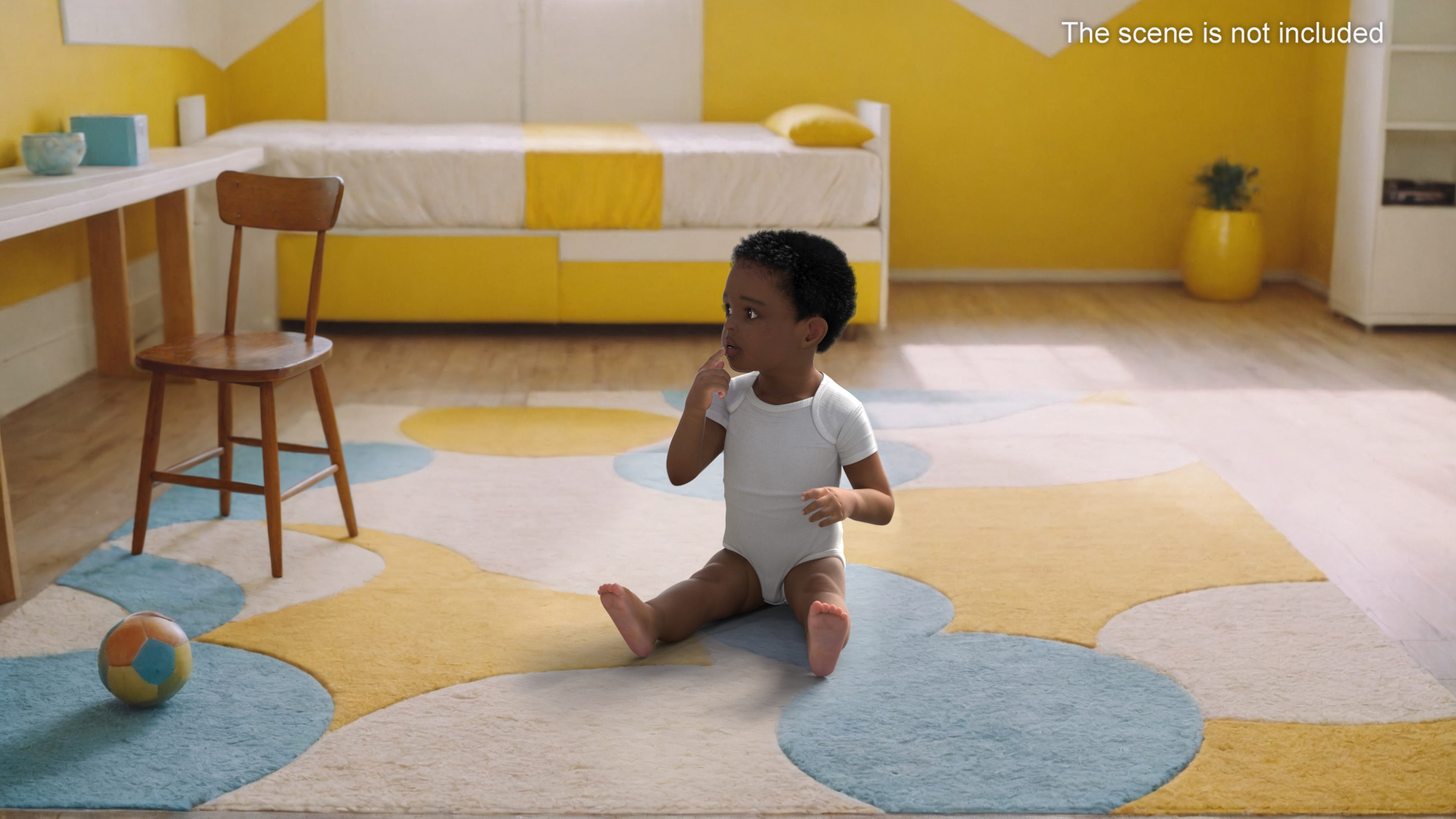 African Baby Boy Light Skin in Bodysuit Sitting 3D