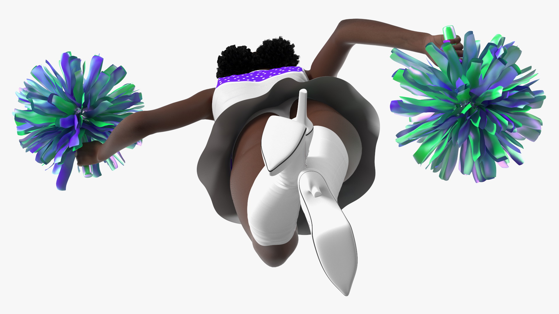 3D Young Black Woman Cheerleader Standing Pose model