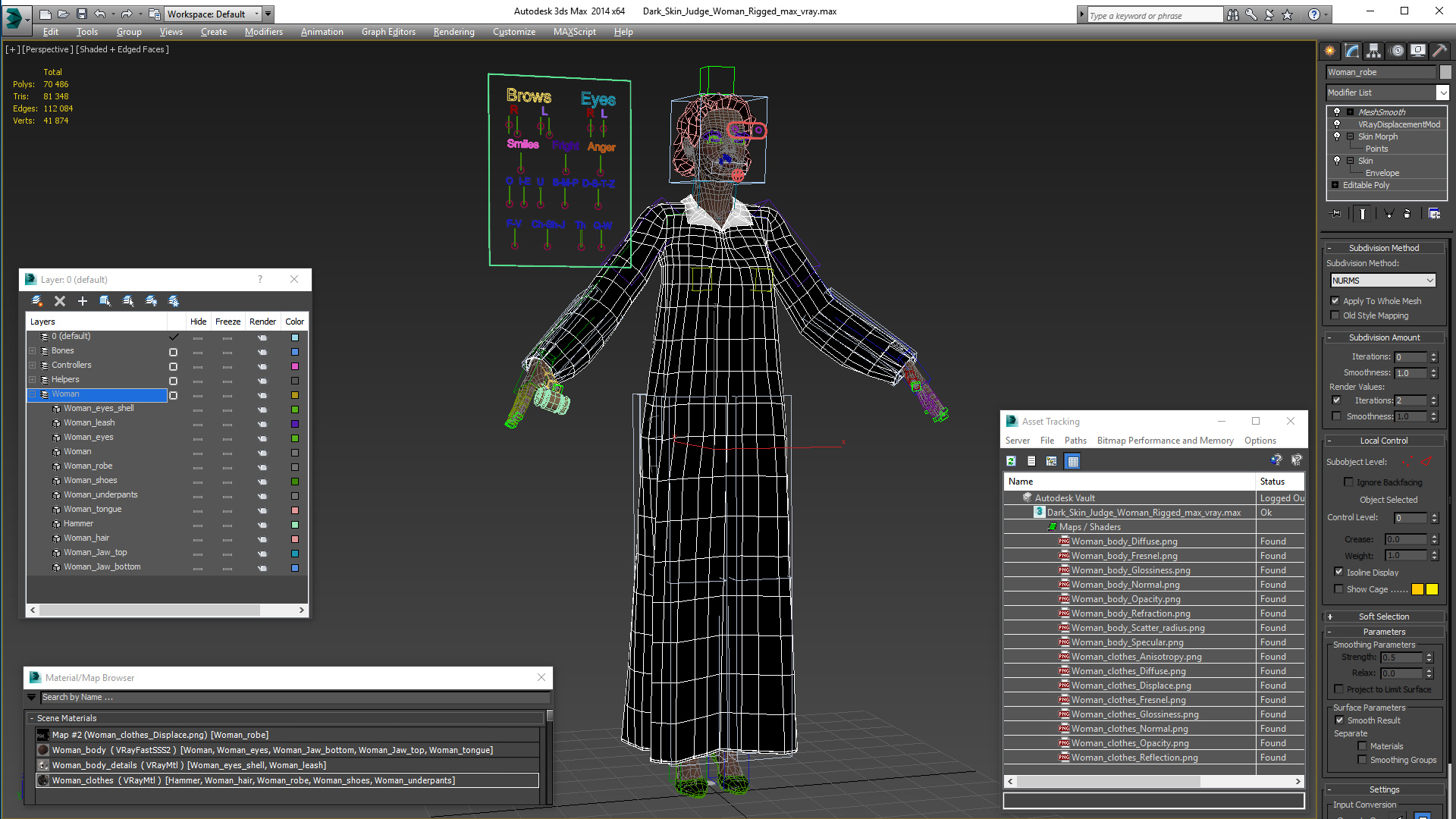 3D Dark Skin Judge Woman Rigged model