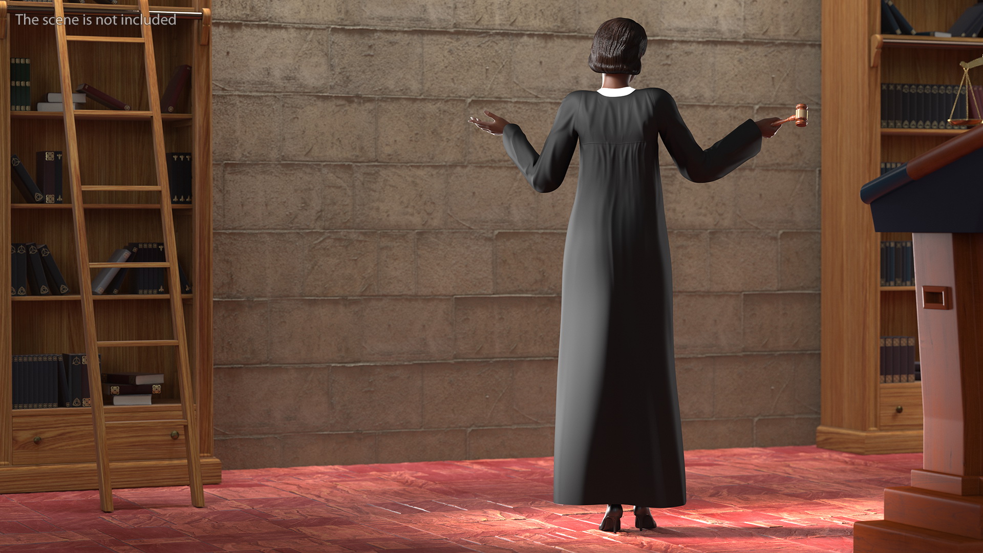 3D Dark Skin Judge Woman Rigged model