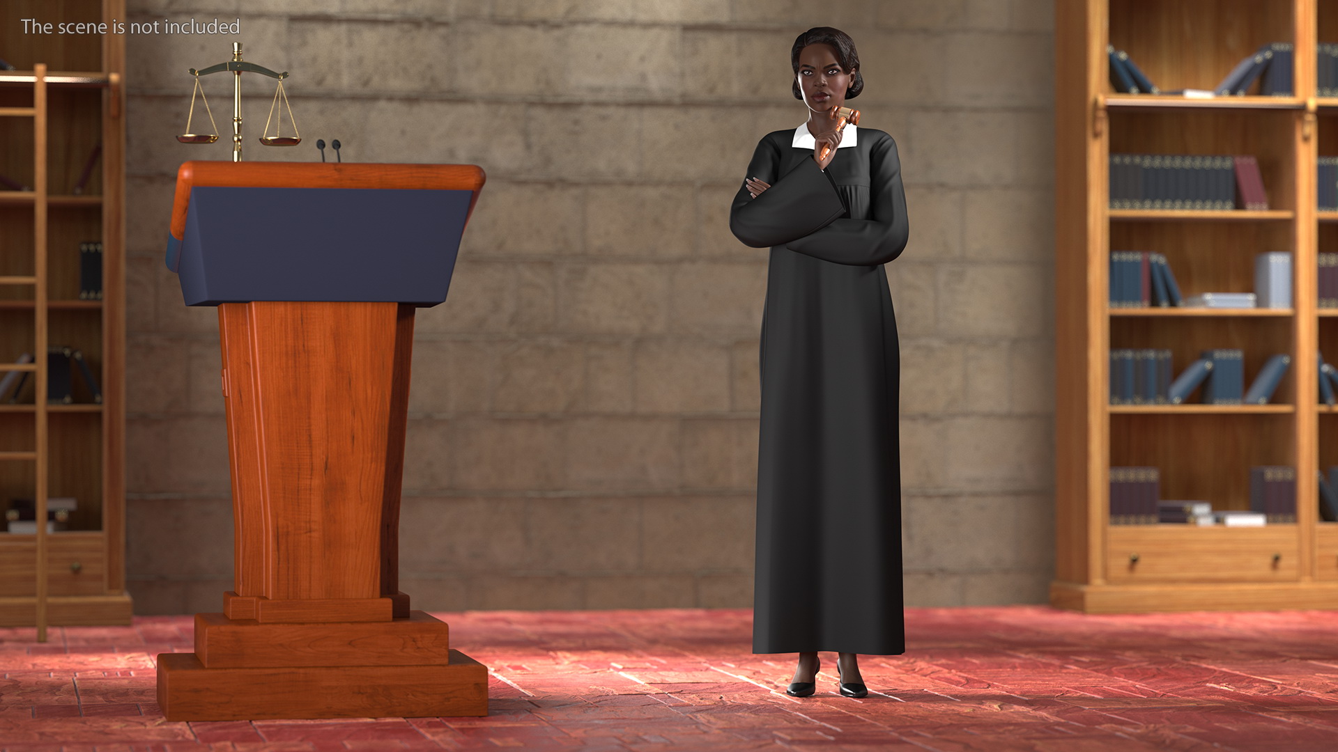 3D Dark Skin Judge Woman Rigged model