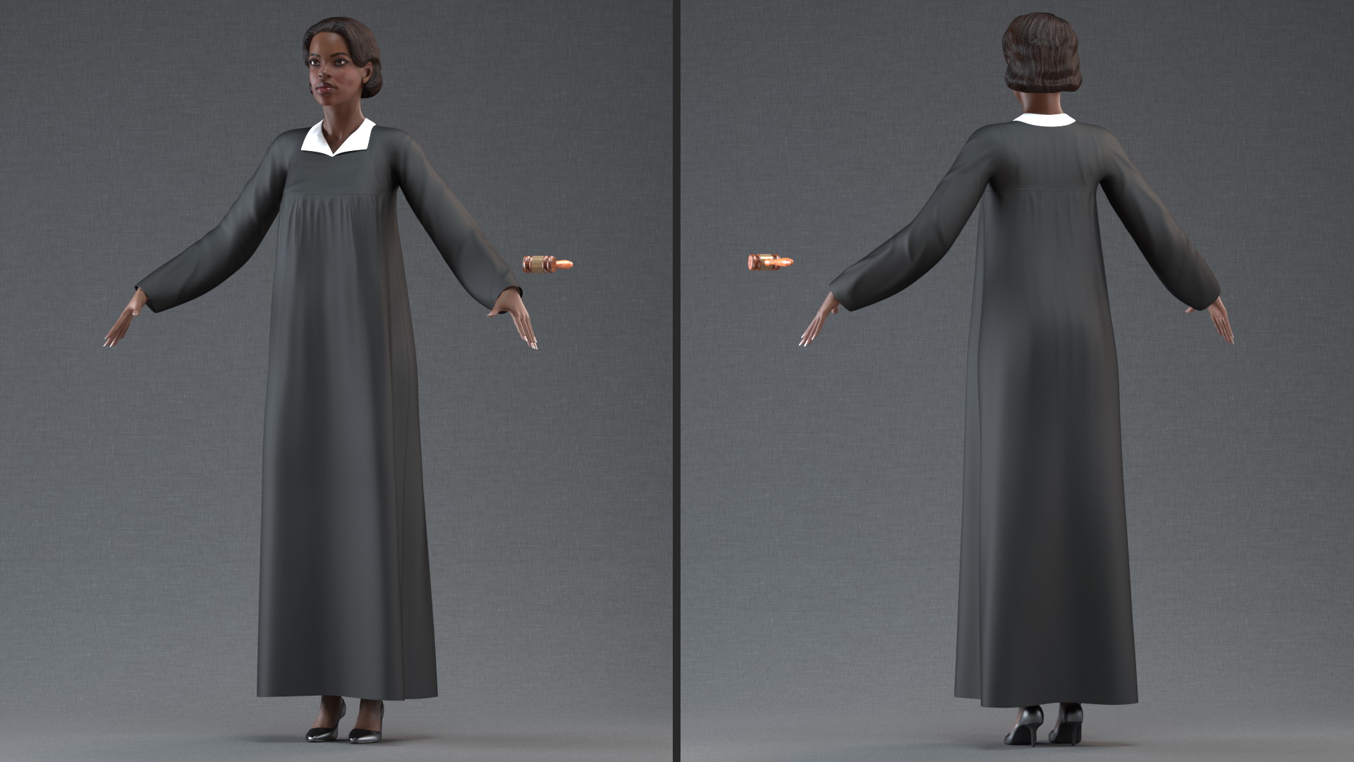 3D Dark Skin Judge Woman Rigged model