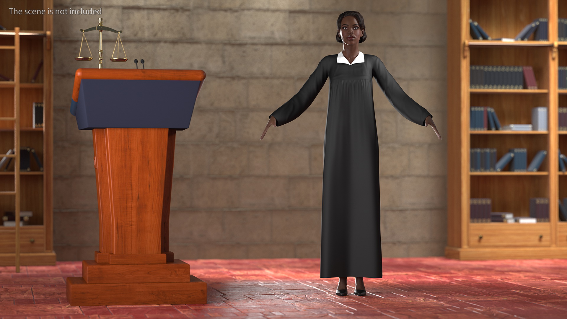 3D Dark Skin Judge Woman Rigged model