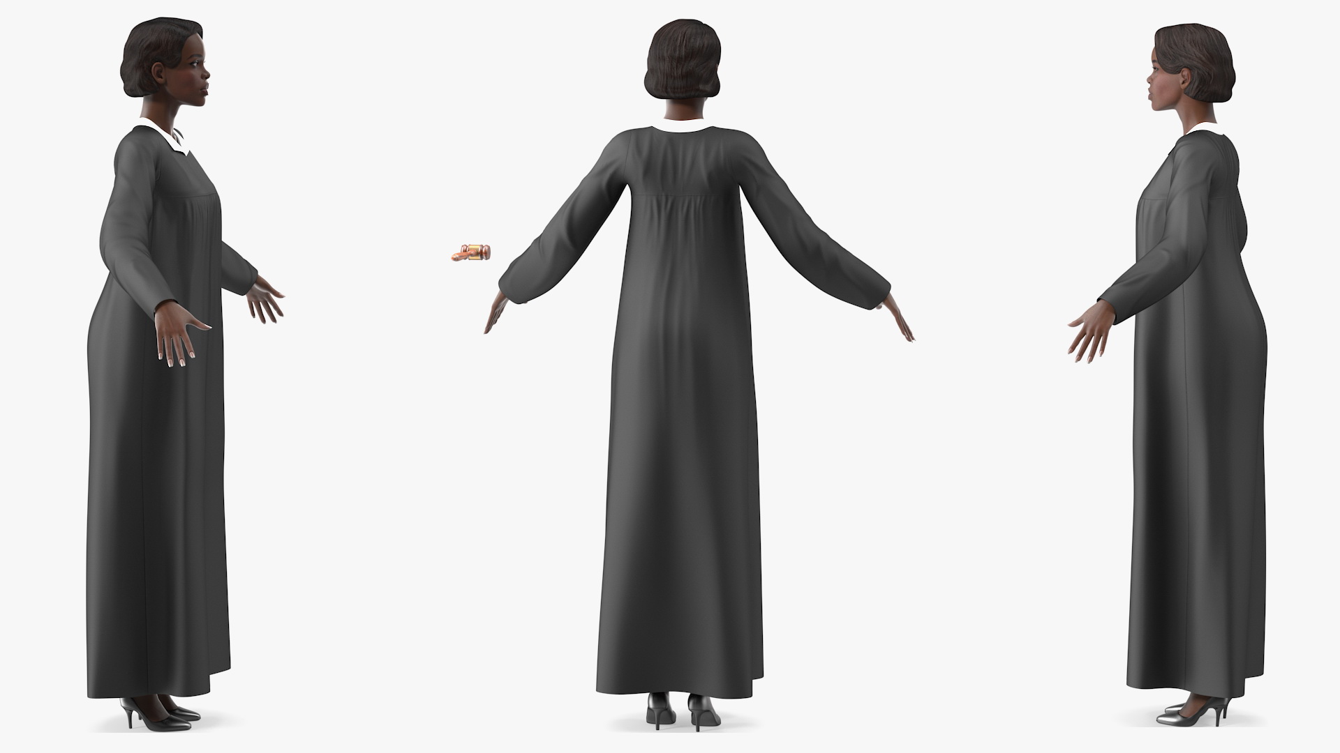 3D Dark Skin Judge Woman Rigged model
