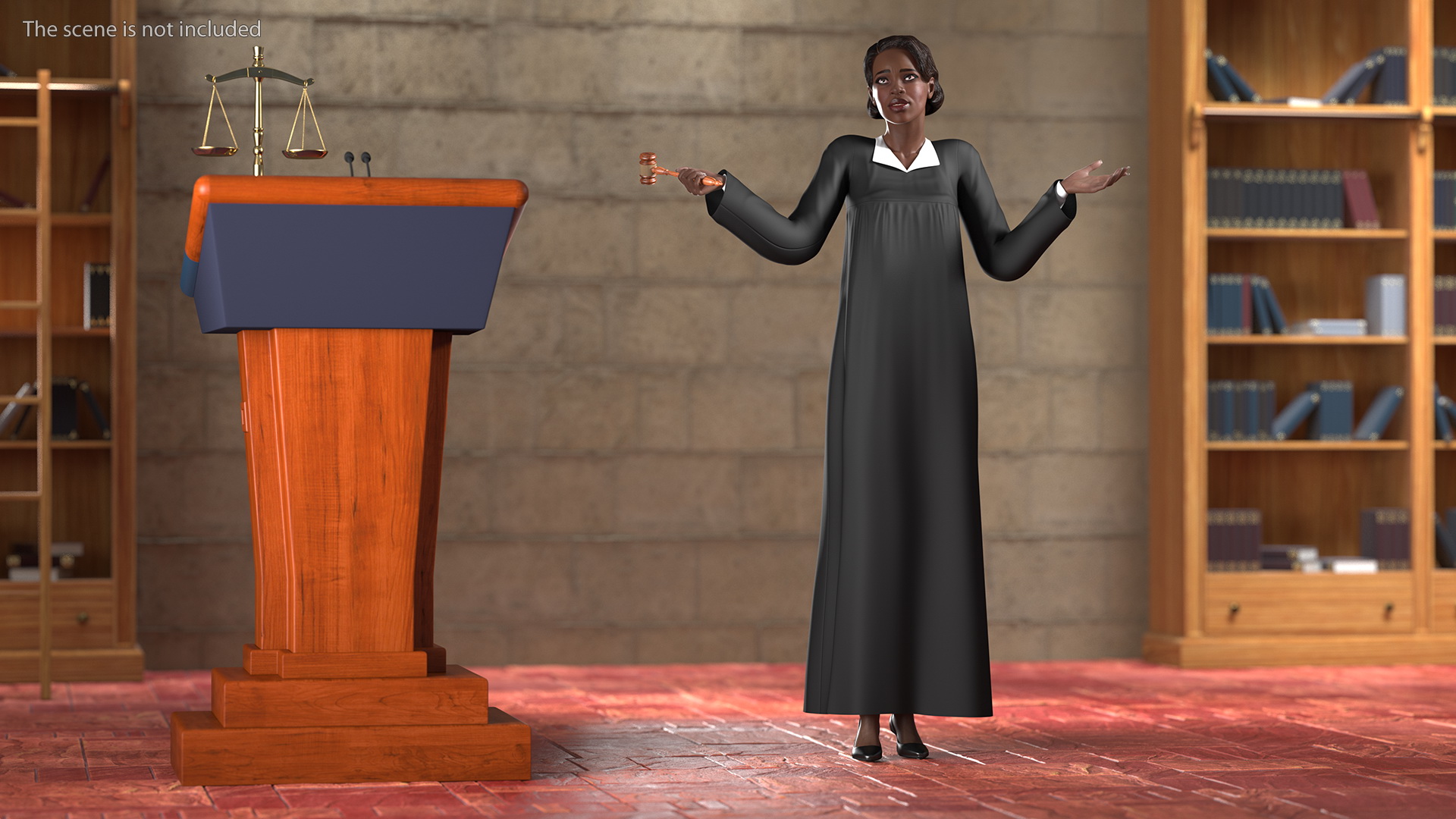 3D Dark Skin Judge Woman Rigged model