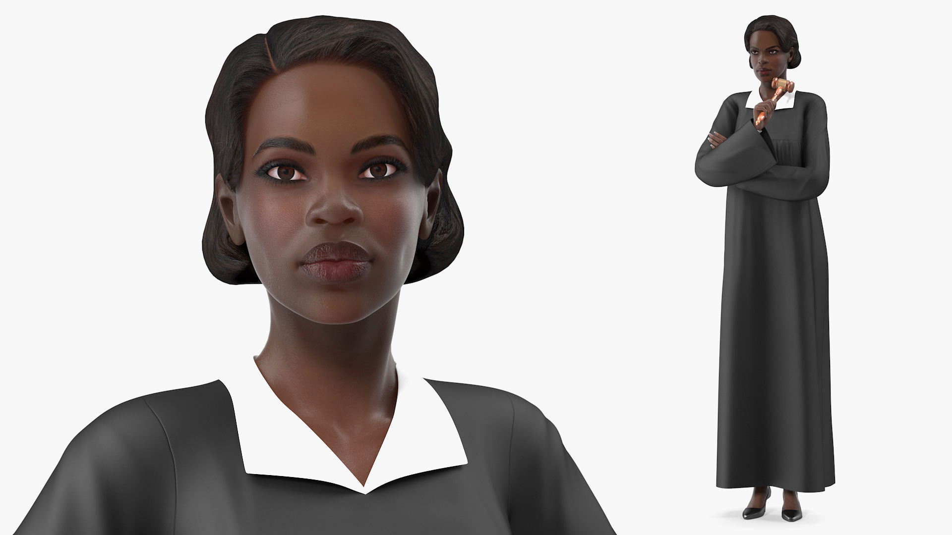 3D Dark Skin Judge Woman Rigged model