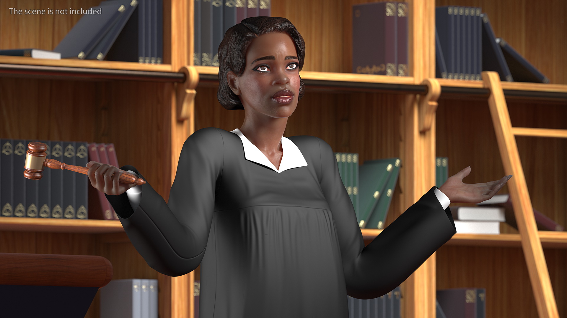 3D Dark Skin Judge Woman Rigged model