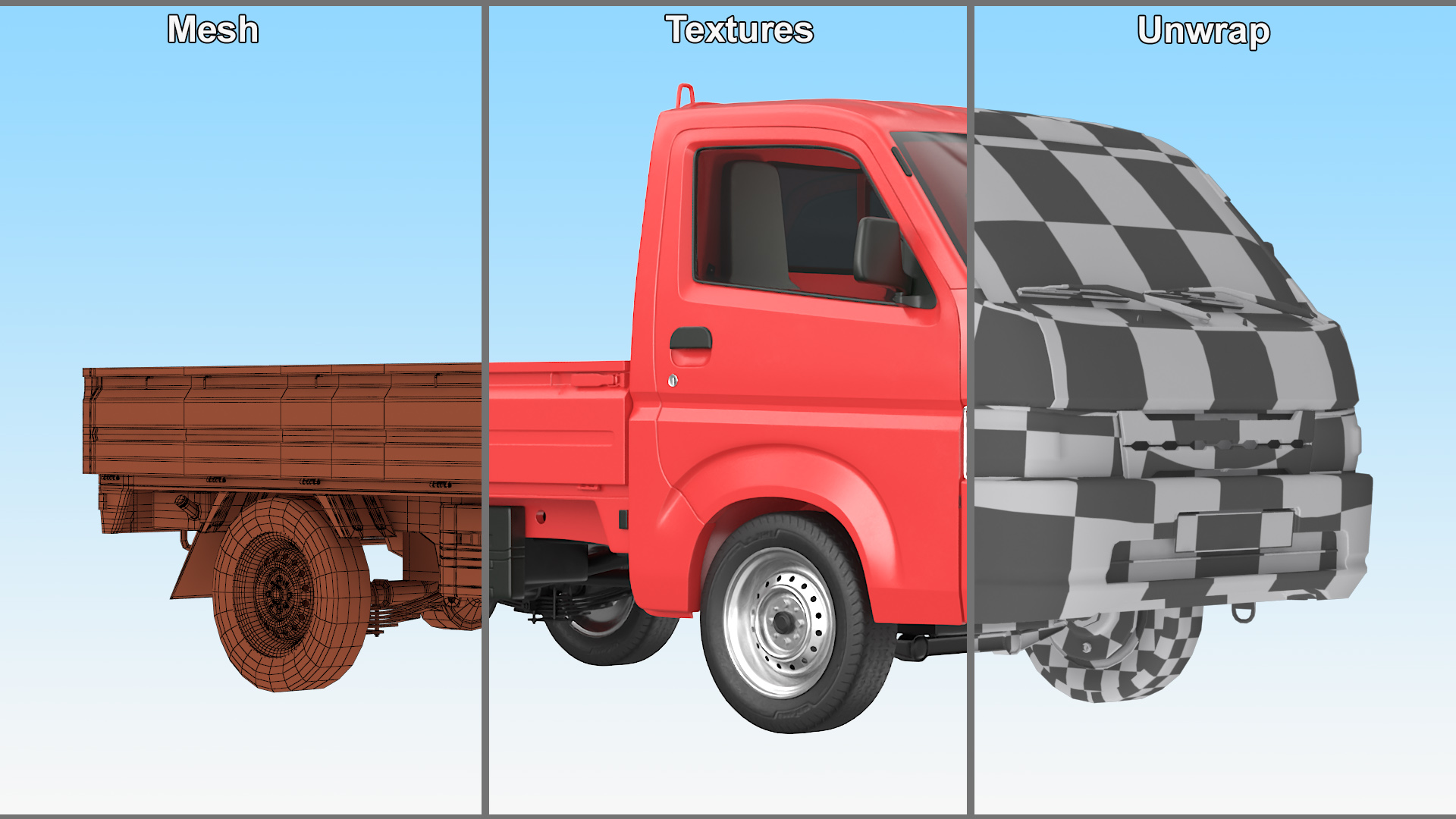3D Truck Suzuki Carry Red Simplified model