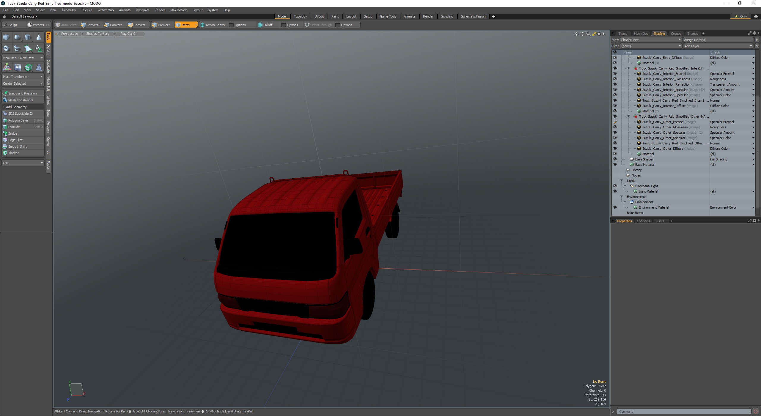 3D Truck Suzuki Carry Red Simplified model