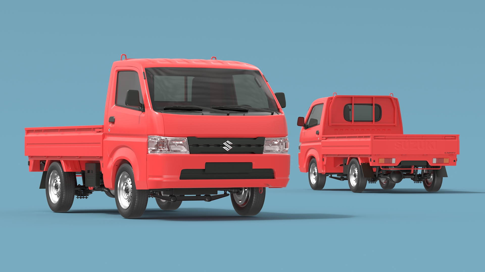 3D Truck Suzuki Carry Red Simplified model