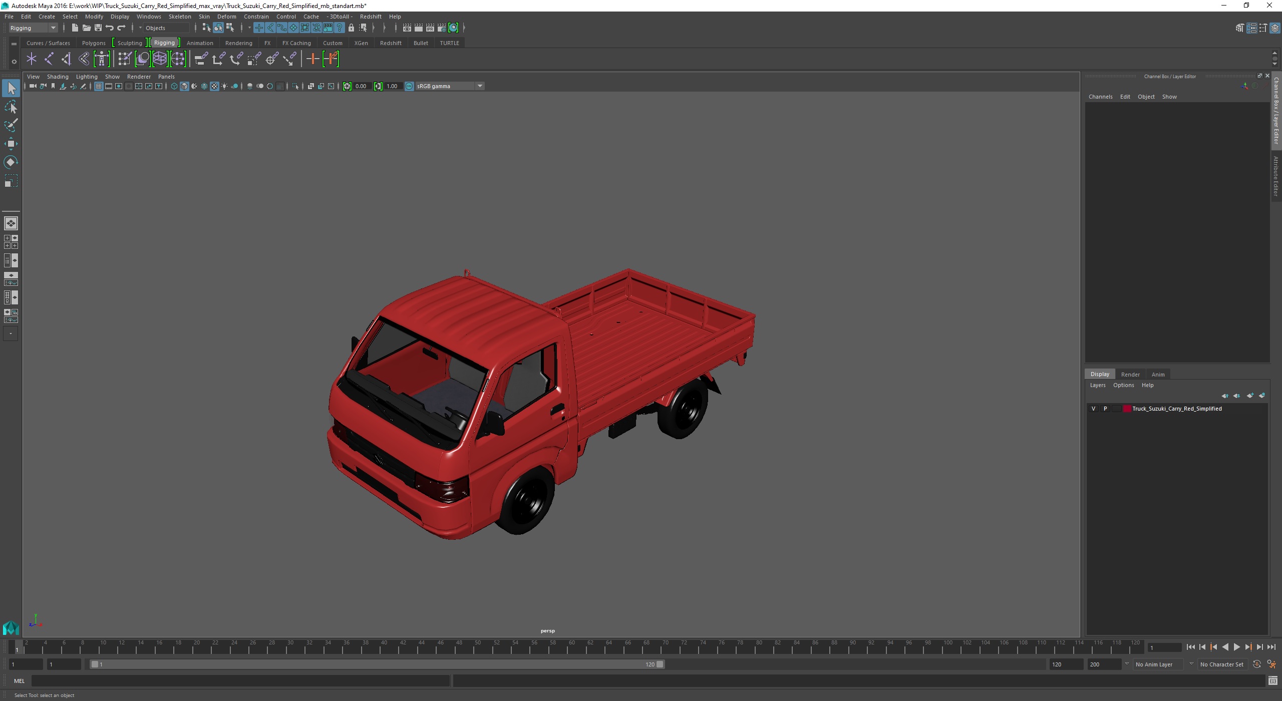 3D Truck Suzuki Carry Red Simplified model