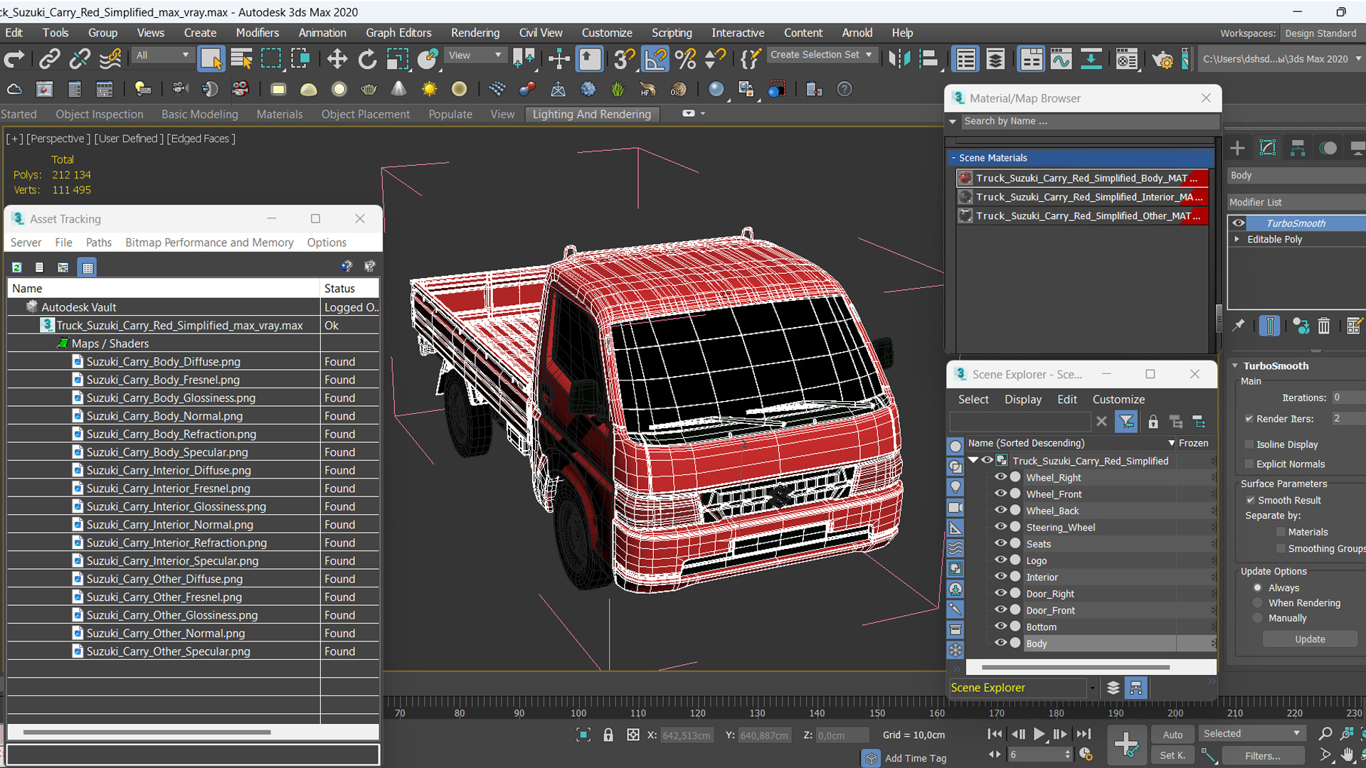 3D Truck Suzuki Carry Red Simplified model