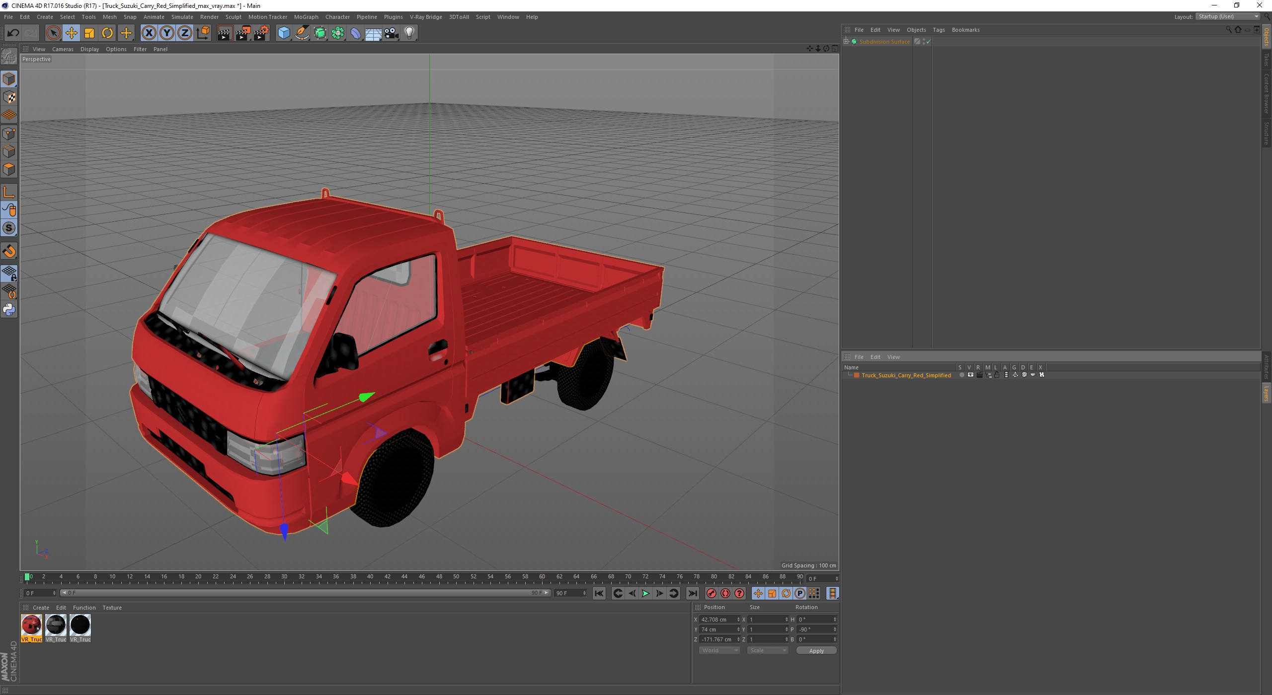 3D Truck Suzuki Carry Red Simplified model