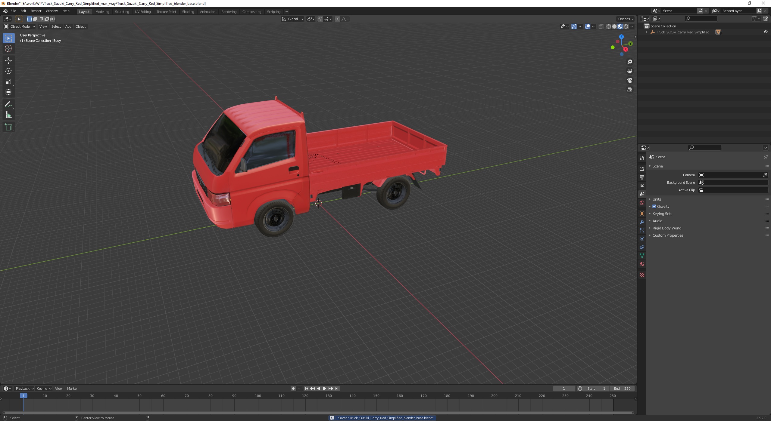 3D Truck Suzuki Carry Red Simplified model