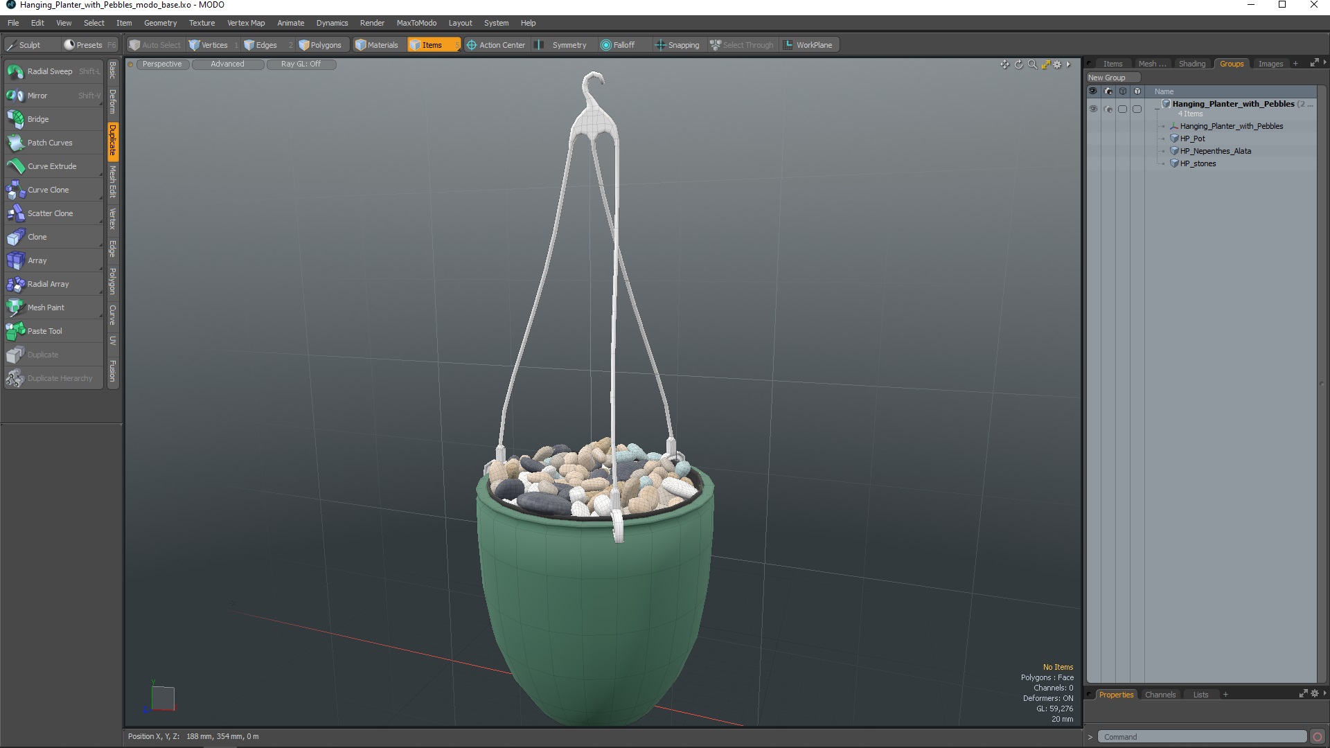 3D Hanging Planter with Pebbles model