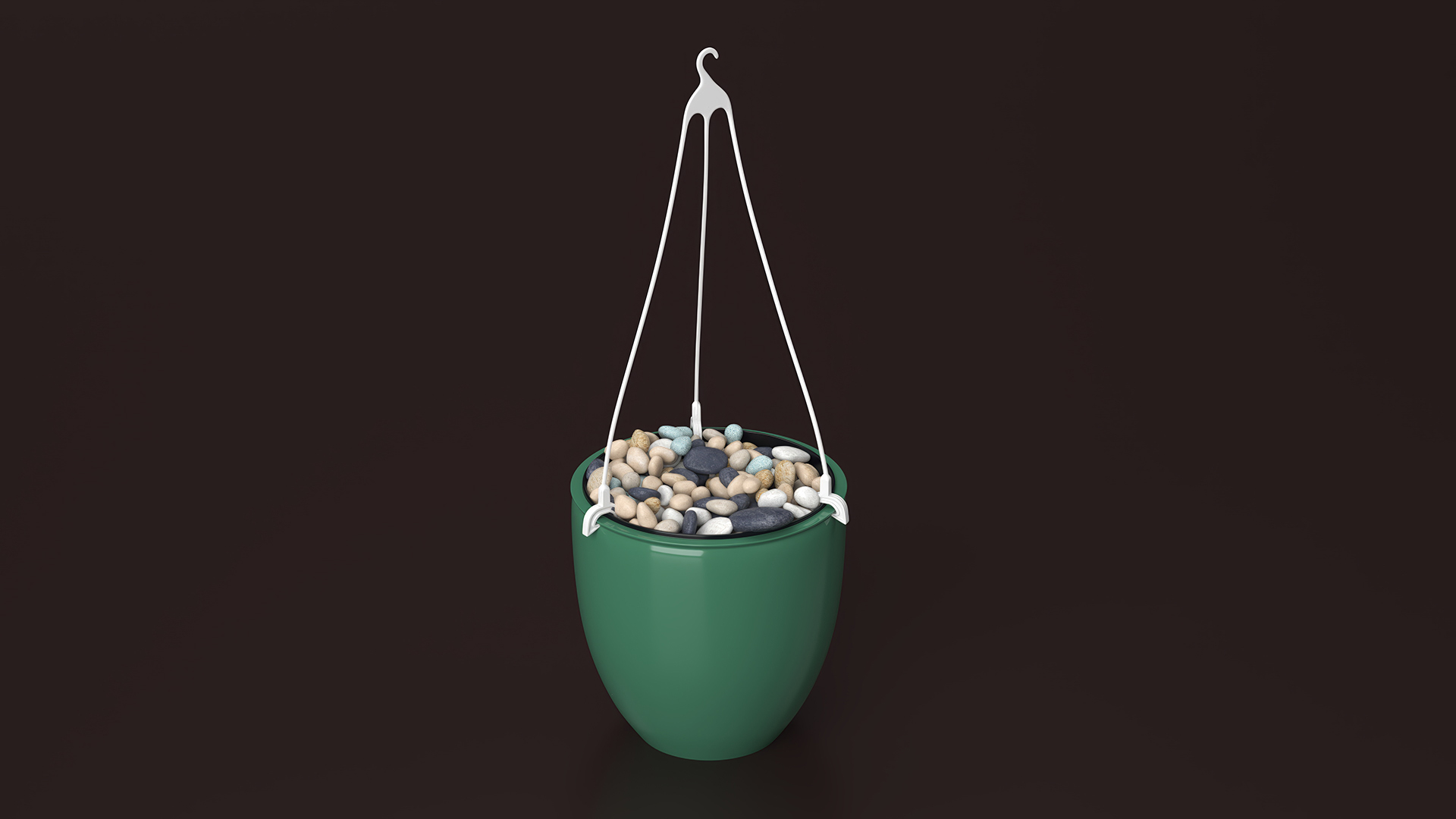 3D Hanging Planter with Pebbles model