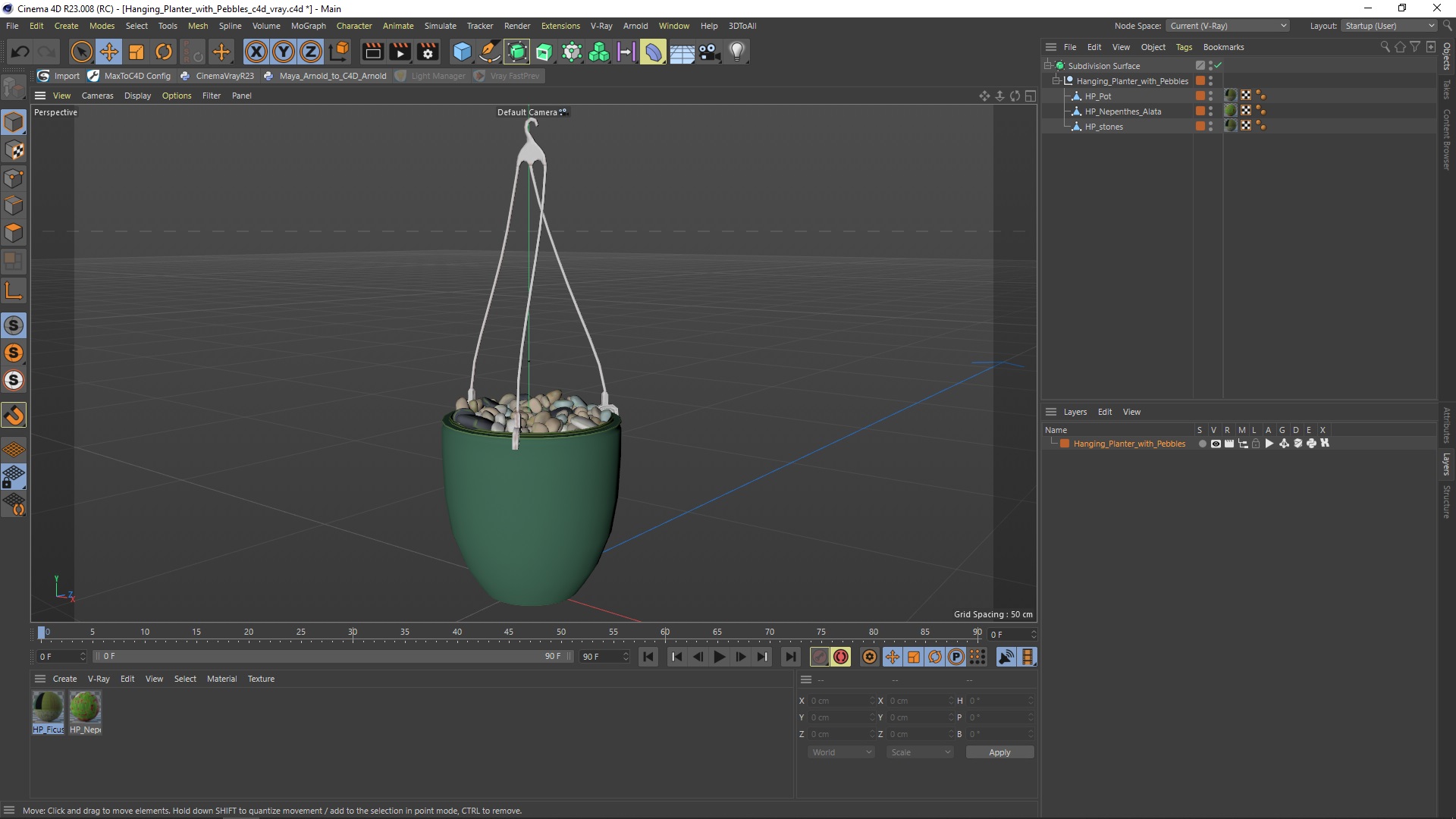 3D Hanging Planter with Pebbles model