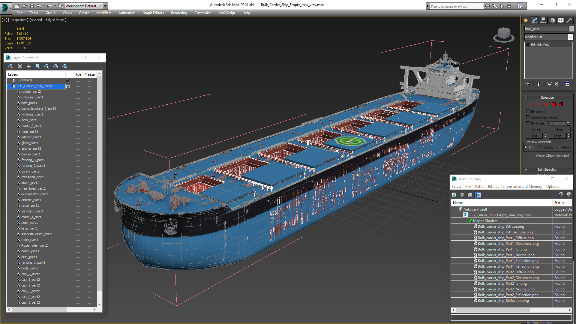 3D Bulk Carrier Ship Empty model