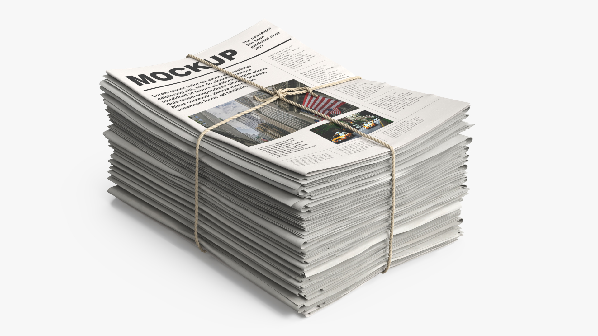 Mockup Stacked Newspapers with Twine White, view 5