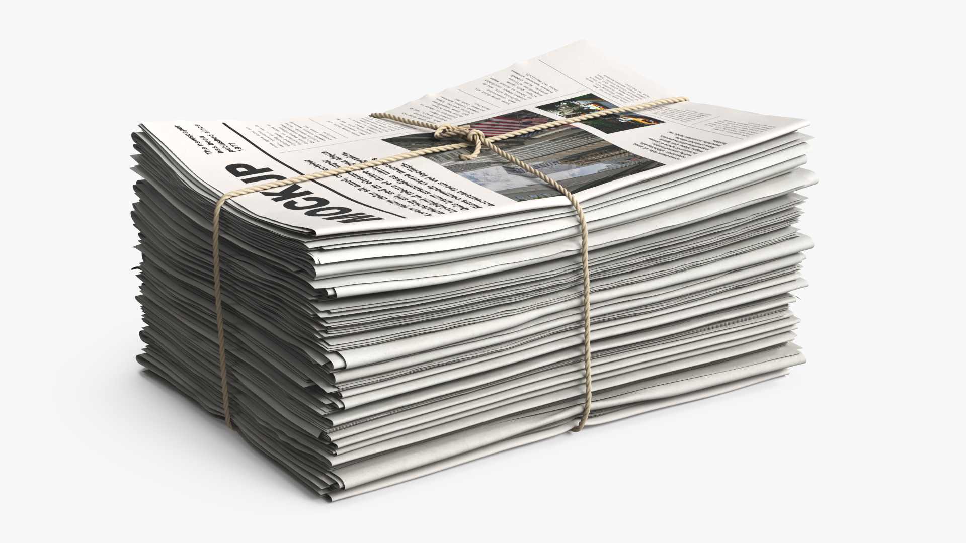 Mockup Stacked Newspapers with Twine White, view 3