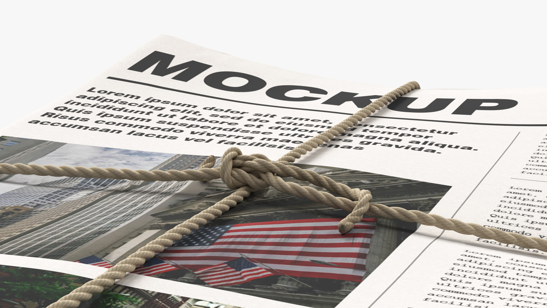 Mockup Stacked Newspapers with Twine White, view 9