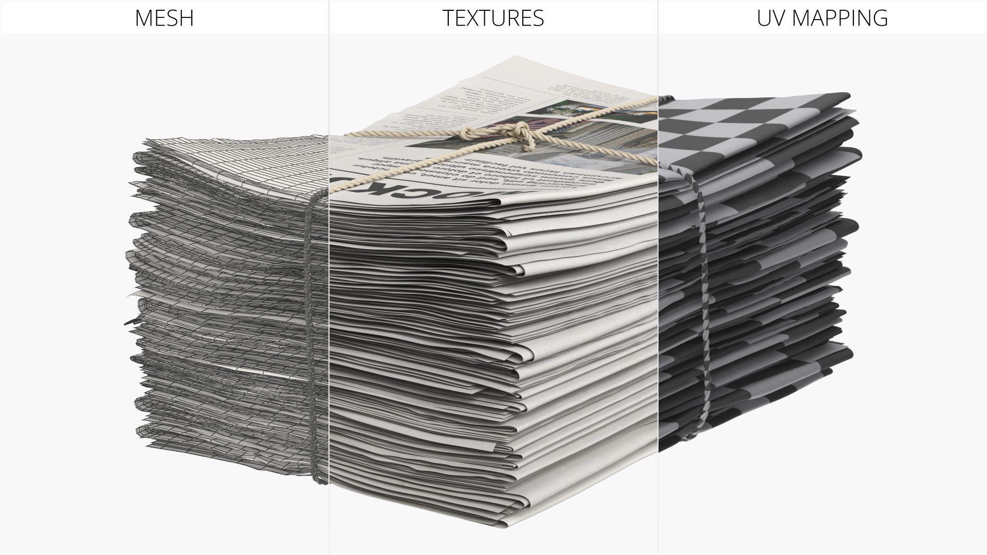 Mockup Stacked Newspapers with Twine White - view 3