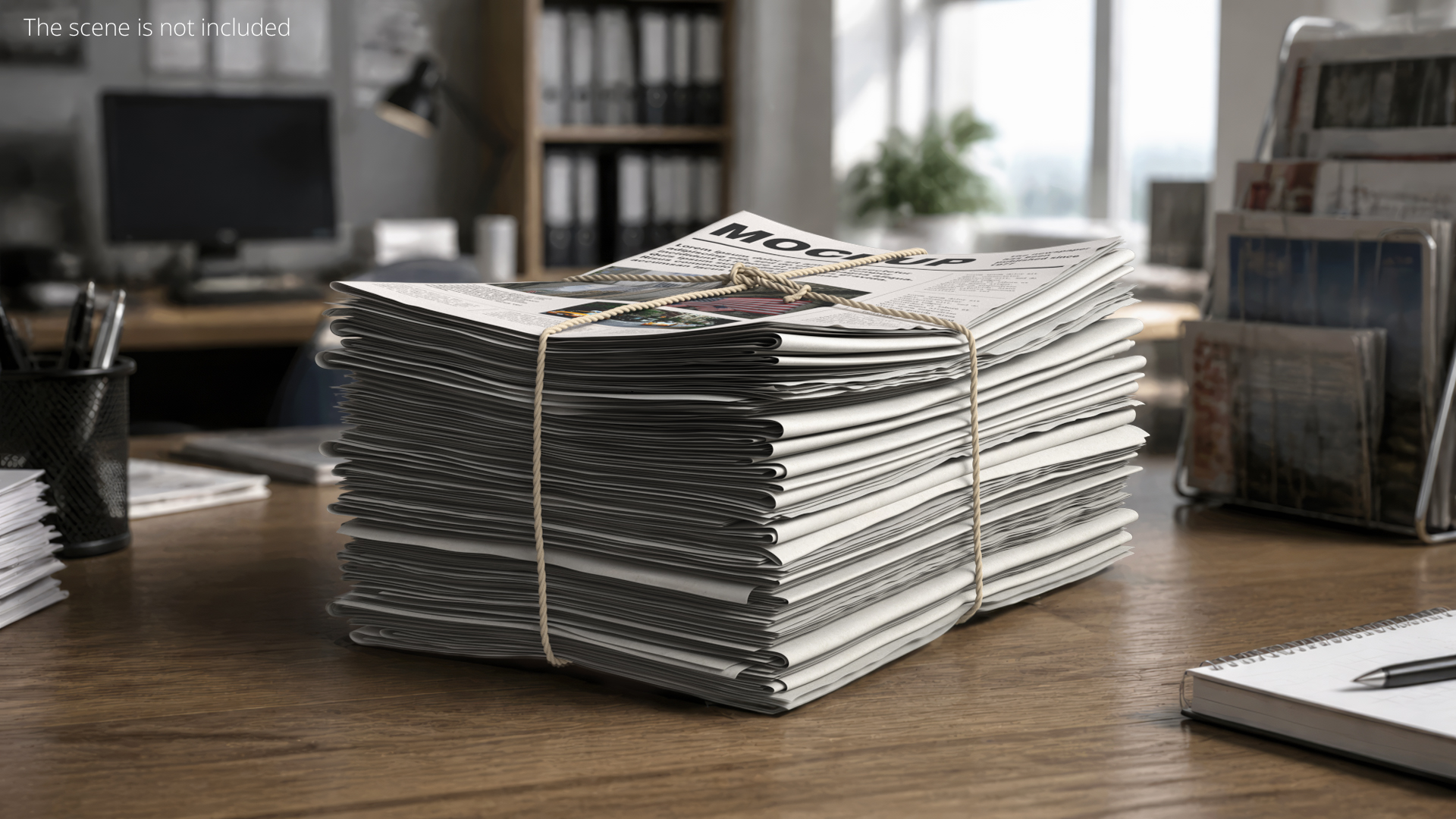 Mockup Stacked Newspapers with Twine White, view 4