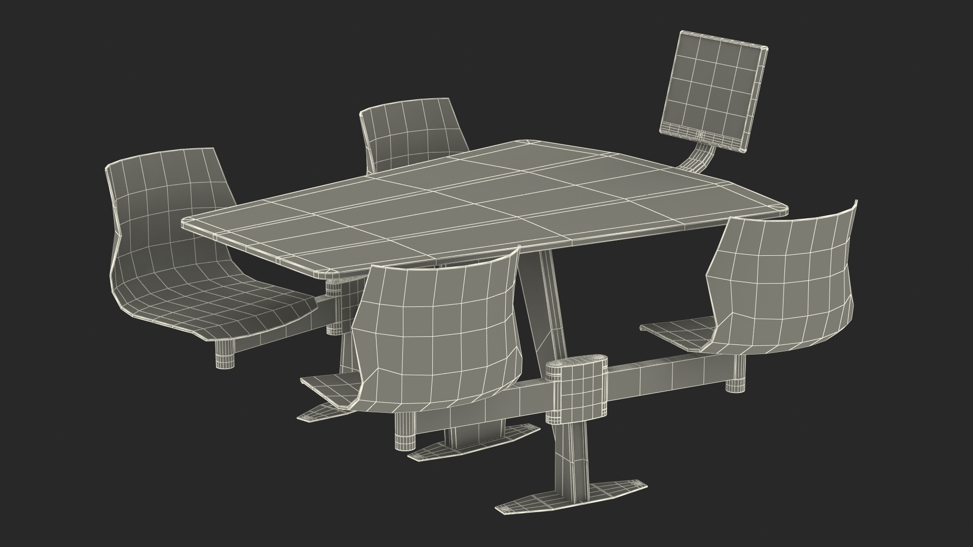 3D Bowling Table with Red Chairs and Monitor