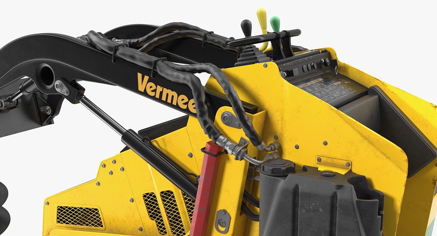 3D Mini Skid Steer Vermeer with Auger Drill Dirty